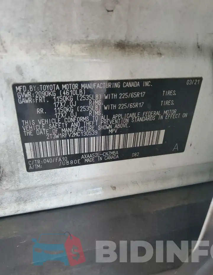 2T3W1RFV2MC130539 Photo# 12