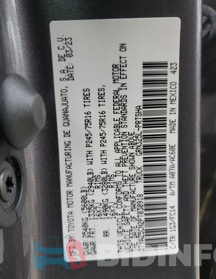 3TYAZ5CN2PT030918 Photo# 12