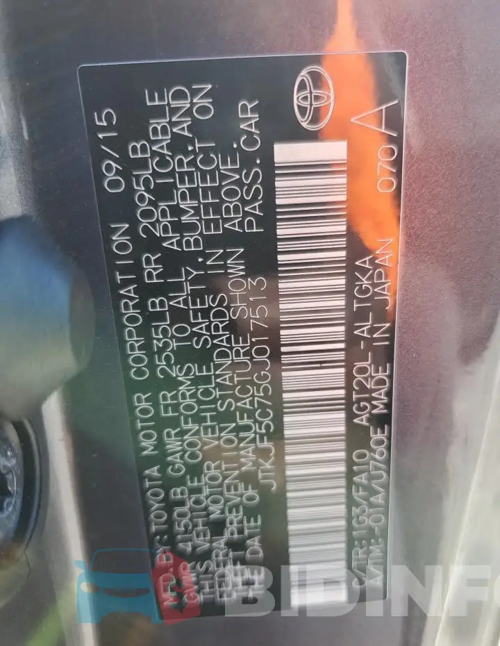 JTKJF5C75GJ017513 Photo# 13
