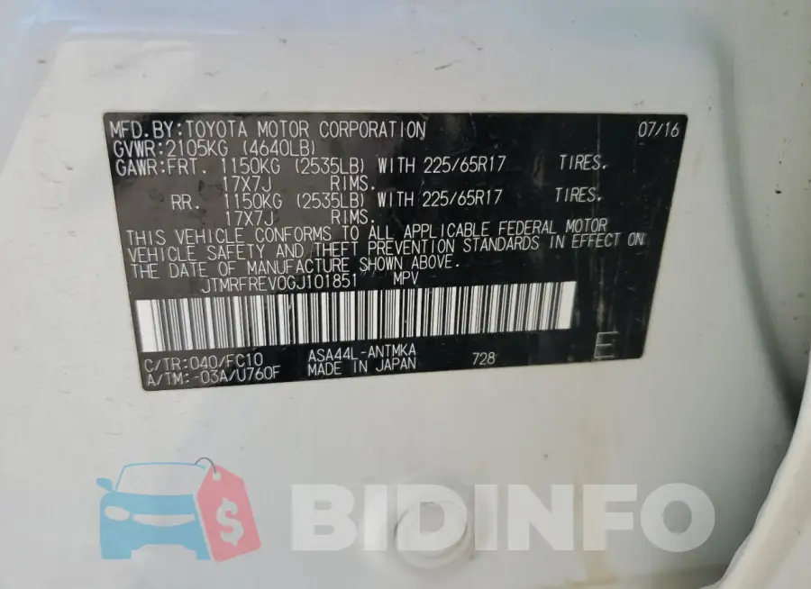 JTMRFREV0GJ101851 Photo# 13