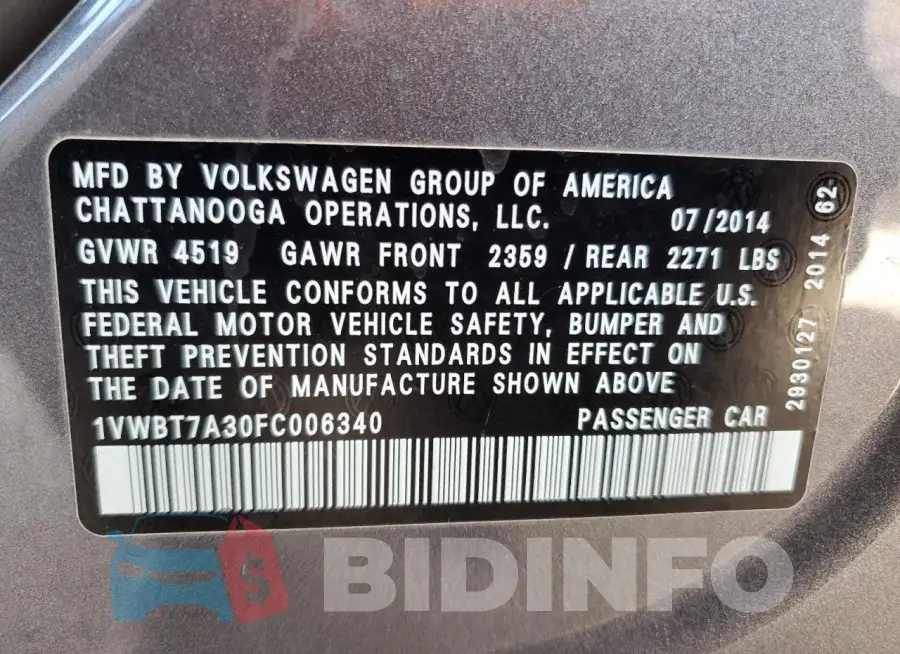 1VWBT7A30FC006340 Photo# 12