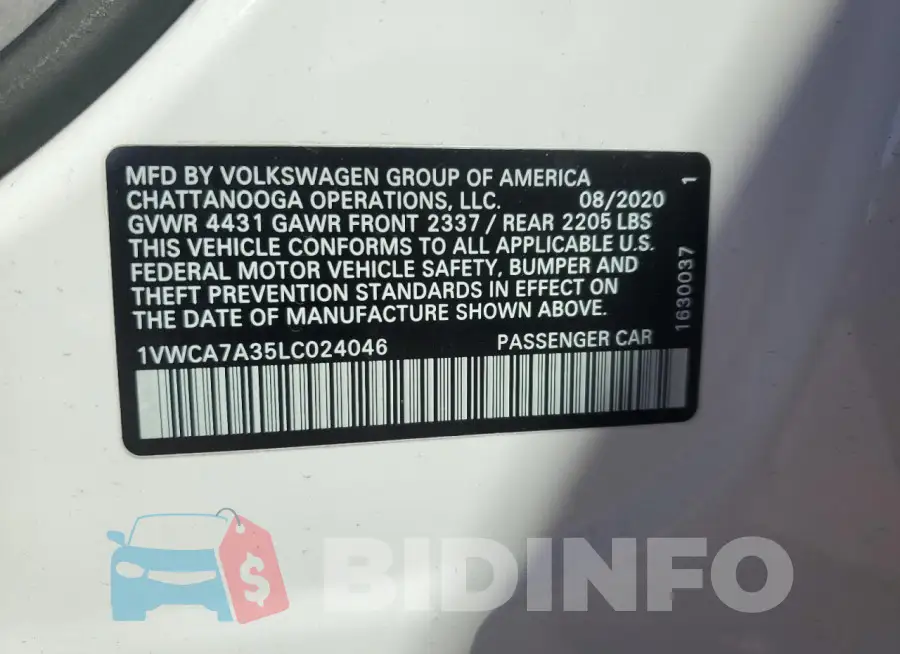 1VWCA7A35LC024046 Photo# 13