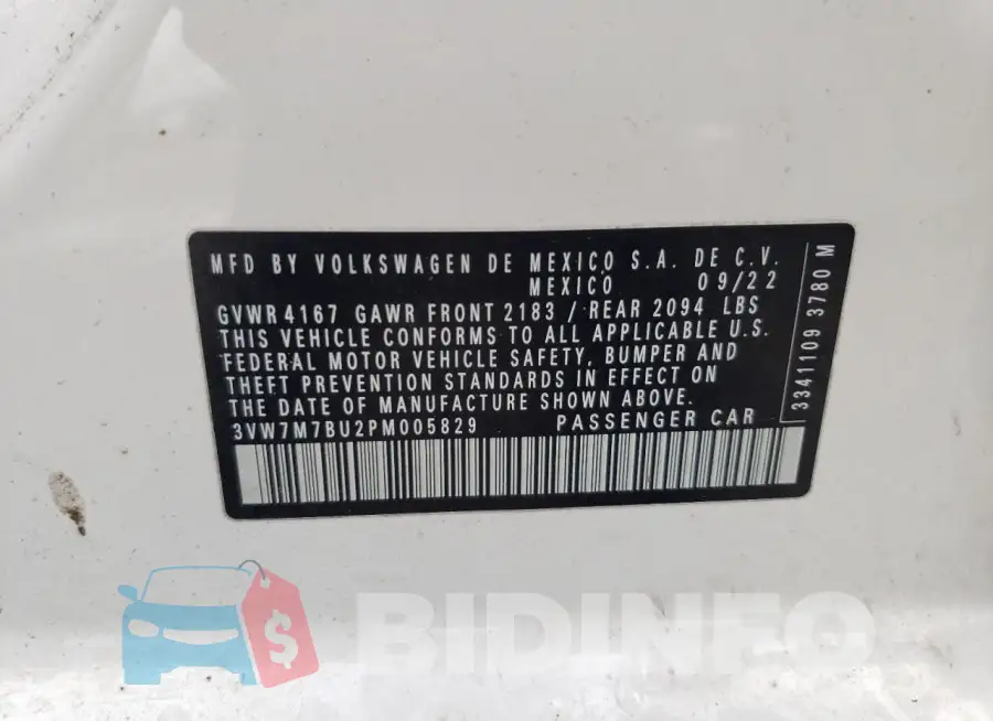 3VW7M7BU2PM005829 Photo# 12