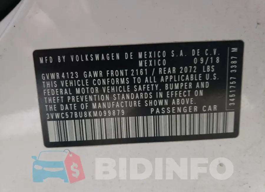 3VWC57BU8KM099879 Photo# 12