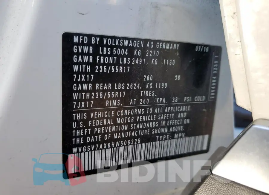 WVGSV7AX6HW506225 Photo# 13