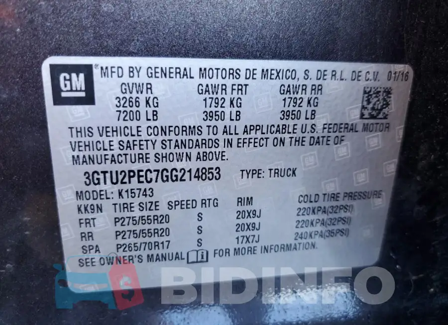 3GTU2PEC7GG214853 Photo# 12