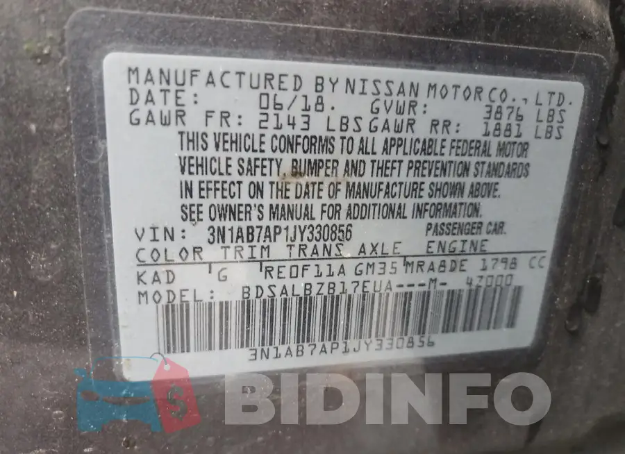 3N1AB7AP1JY330856 Photo# 12