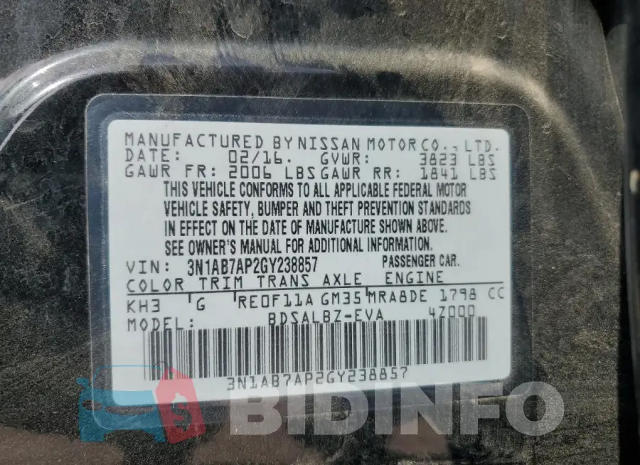 3N1AB7AP2GY238857 Photo# 13