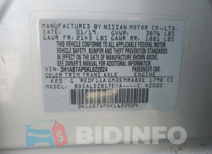 3N1AB7AP5KL622024 Photo# 12