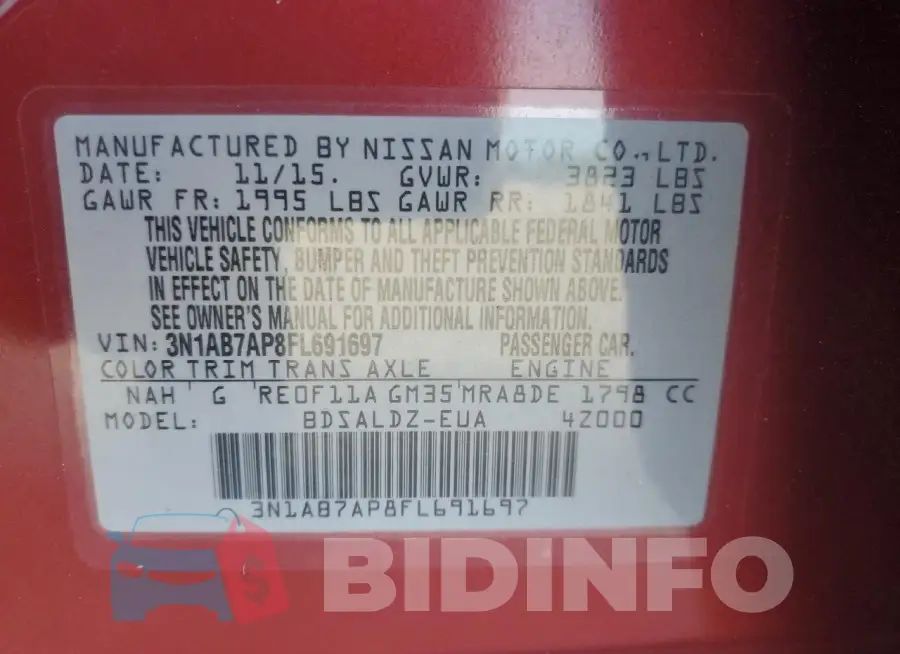 3N1AB7AP8FL691697 Photo# 13