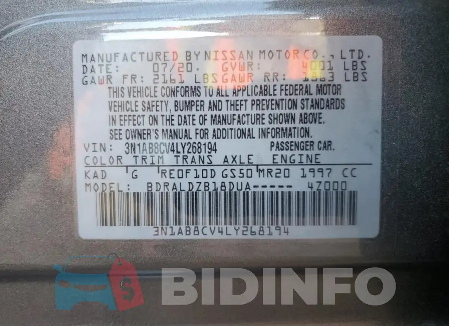 3N1AB8CV4LY268194 Photo# 12