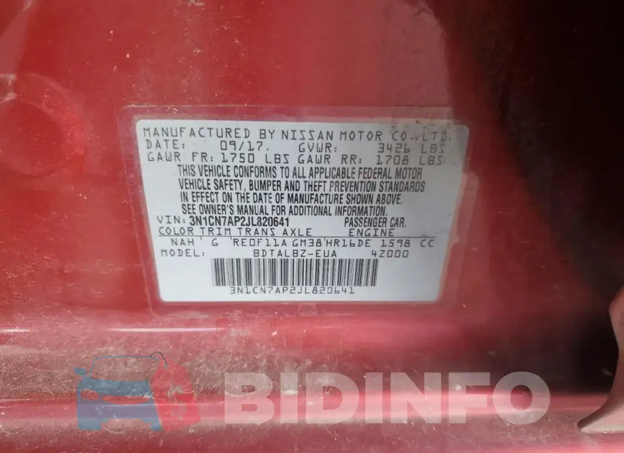 3N1CN7AP2JL820641 Photo# 12