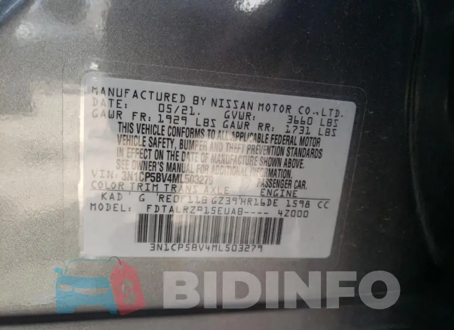 3N1CP5BV4ML503279 Photo# 14