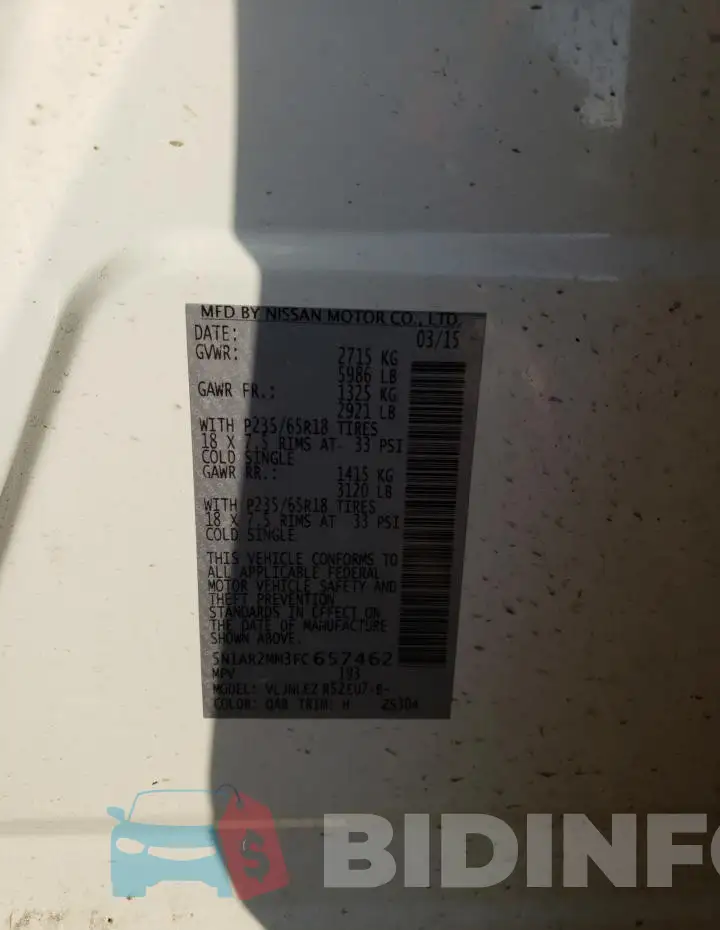 5N1AR2MM3FC657462 Photo# 13