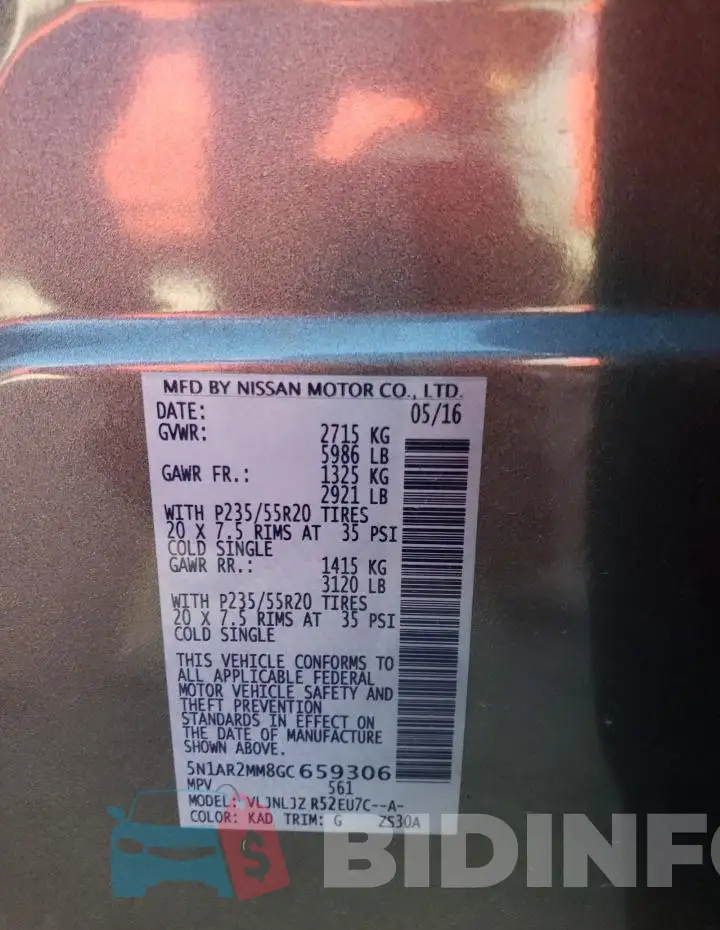 5N1AR2MM8GC659306 Photo# 13