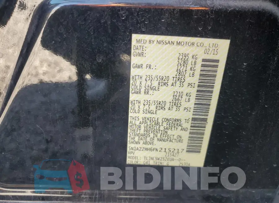 5N1AZ2MH6FN215217 Photo# 13