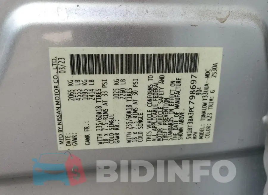 5N1BT3BA3PC798697 Photo# 13