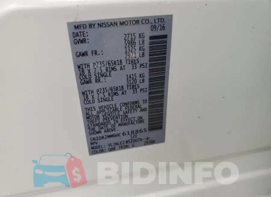 5N1DR2MM6HC618865 Photo# 13
