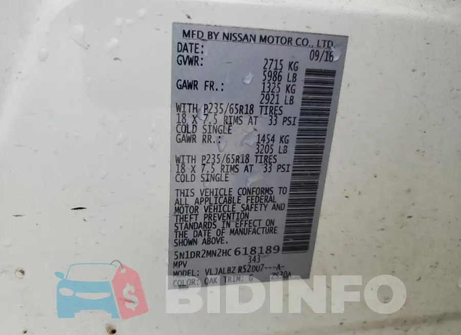 5N1DR2MN2HC618189 Photo# 14
