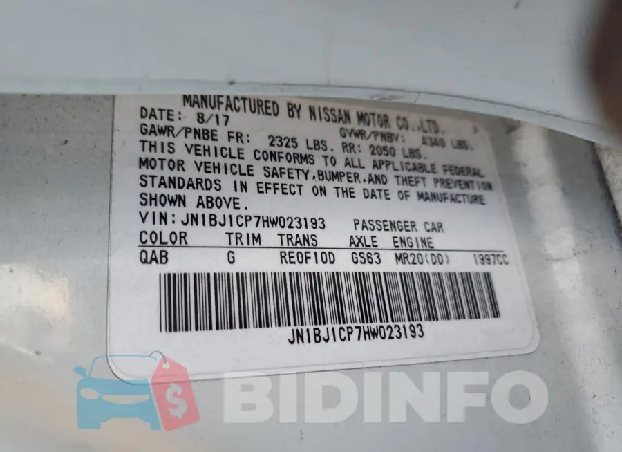 JN1BJ1CP7HW023193 Photo# 14