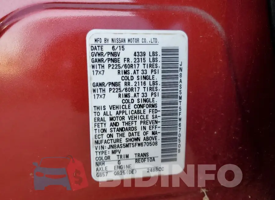 JN8AS5MT5FW670508 Photo# 13