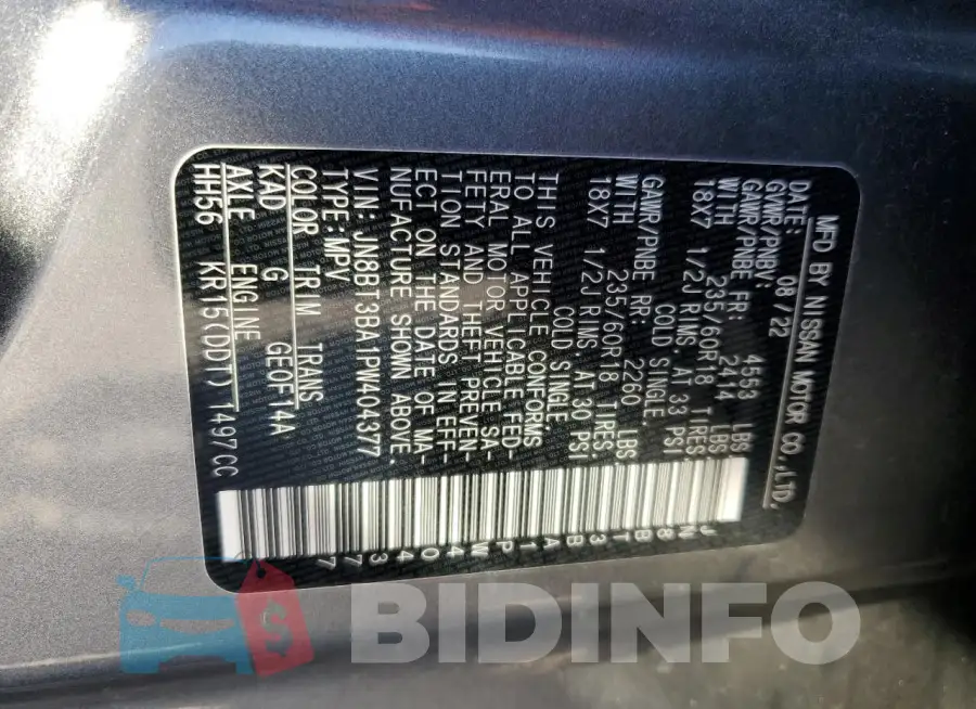 JN8BT3BA1PW404377 Photo# 14