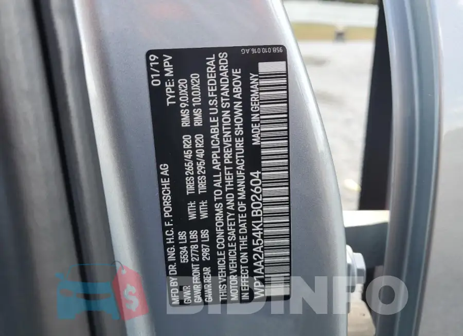 WP1AA2A54KLB02604 Photo# 13