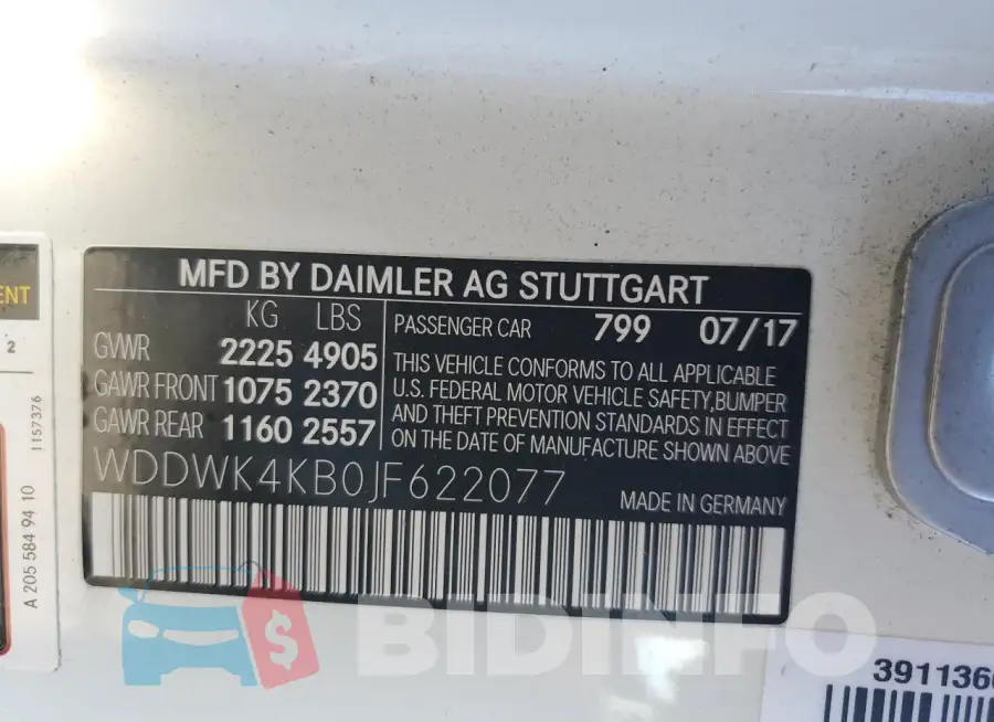 WDDWK4KB0JF622077 Photo# 12