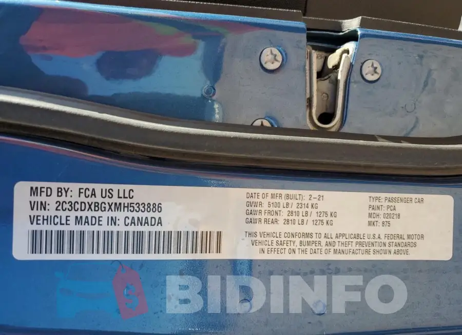 2C3CDXBGXMH533886 Photo# 13