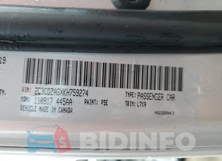 2C3CDZAGXKH759274 Photo# 13