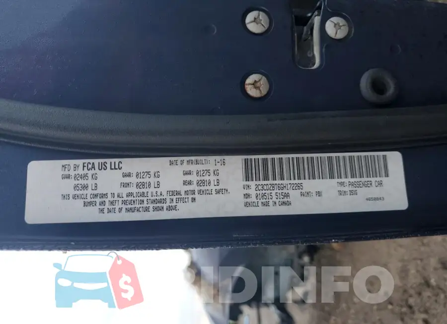 2C3CDZBT6GH172265 Photo# 12