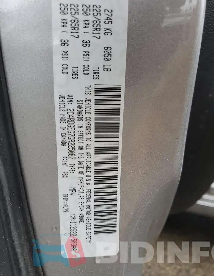 2C4RDGEG7GR225087 Photo# 13