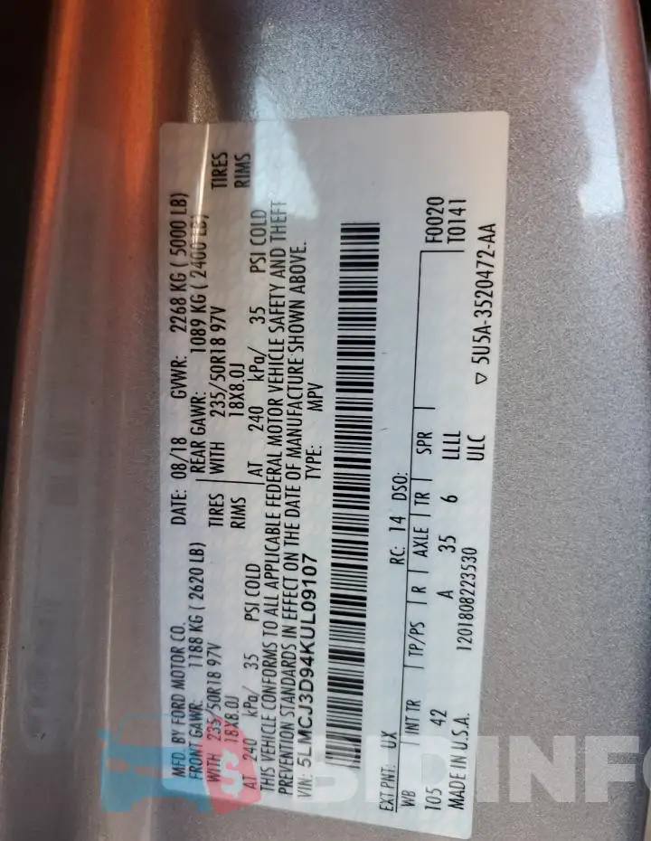5LMCJ3D94KUL09107 Photo# 13