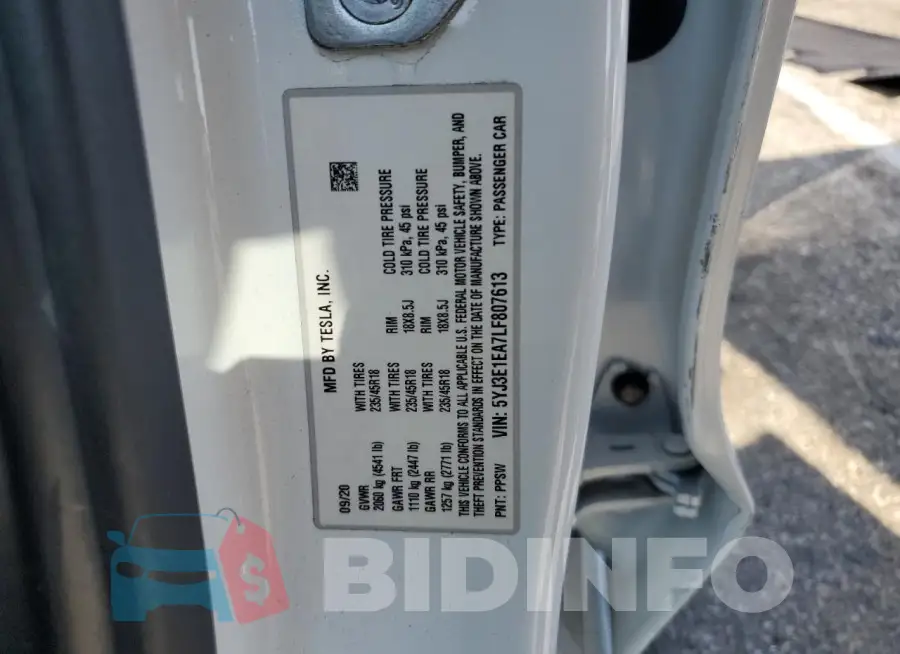 5YJ3E1EA7LF807613 Photo# 12