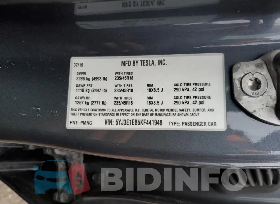 5YJ3E1EB5KF441948 Photo# 12