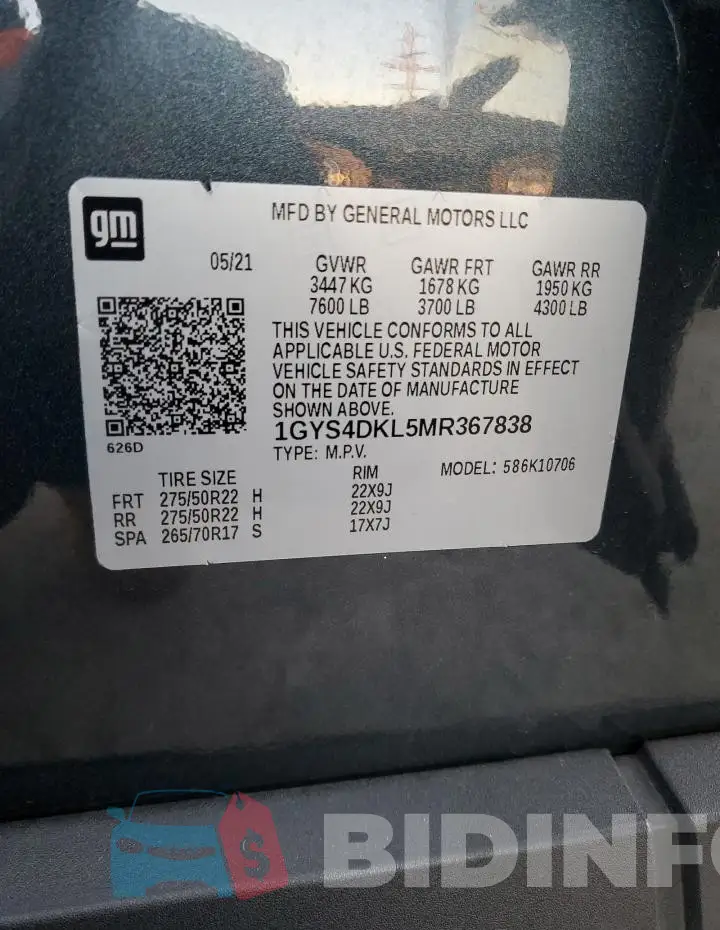 1GYS4DKL5MR367838 Photo# 14