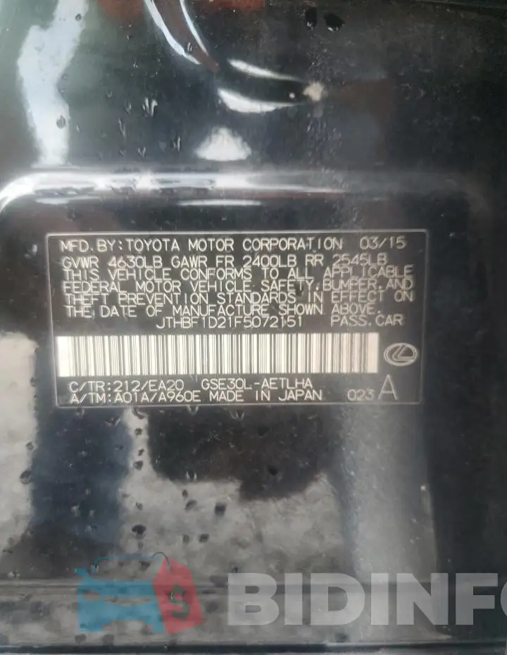 JTHBF1D21F5072151 Photo# 13
