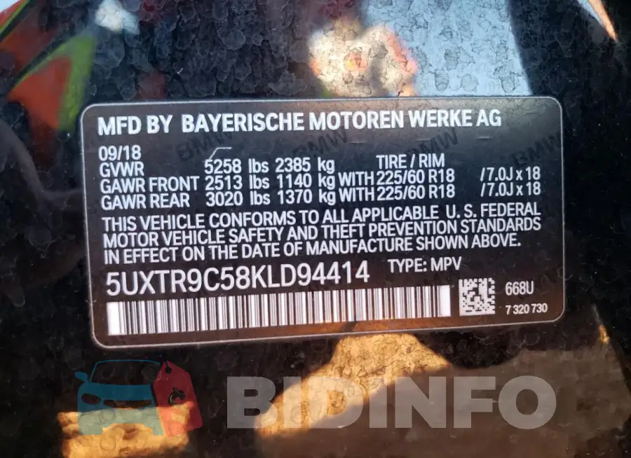 5UXTR9C58KLD94414 Photo# 13