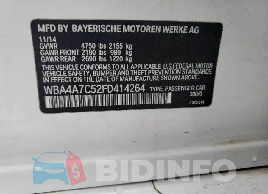 WBA4A7C52FD414264 Photo# 12