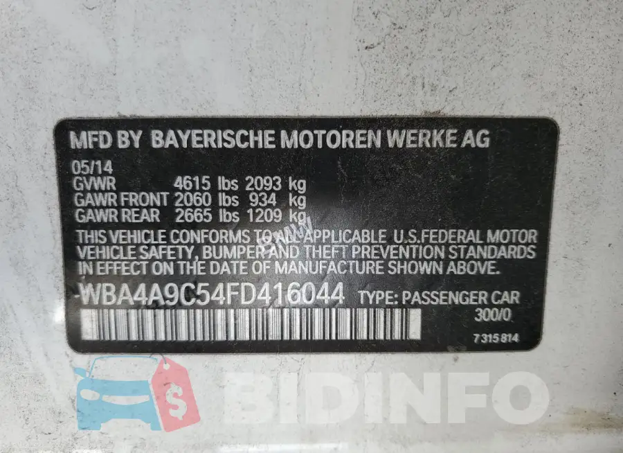 WBA4A9C54FD416044 Photo# 12