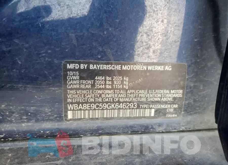 WBA8E9C59GK646293 Photo# 12
