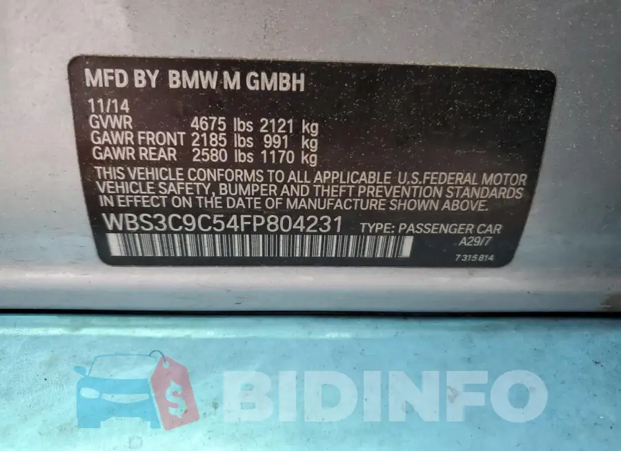 WBS3C9C54FP804231 Photo# 12