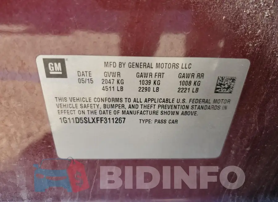 1G11D5SLXFF311267 Photo# 12