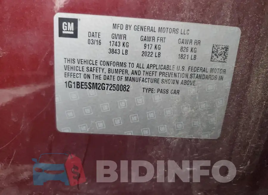1G1BE5SM2G7250082 Photo# 12