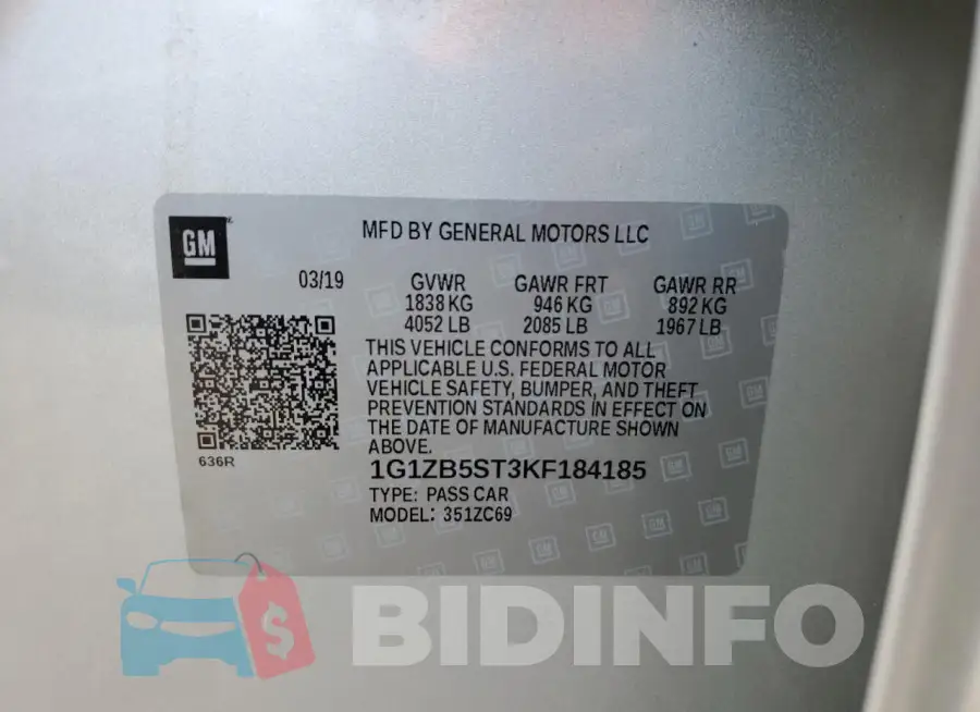1G1ZB5ST3KF184185 Photo# 12
