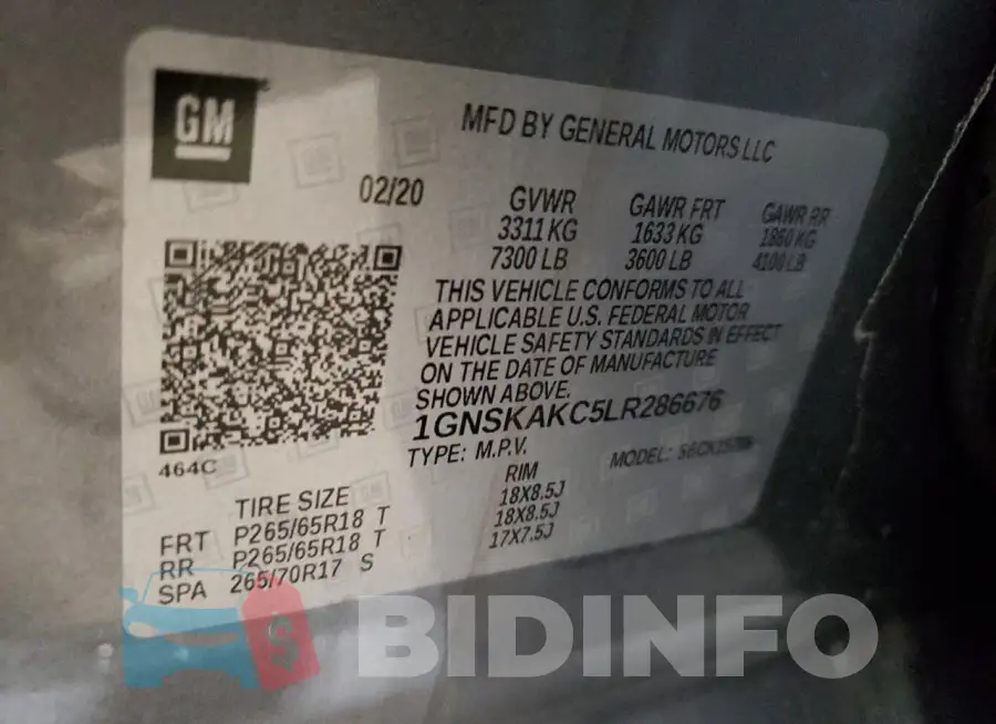 1GNSKAKC5LR286676 Photo# 13