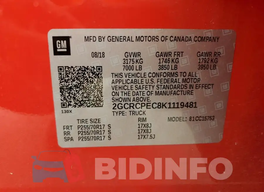 2GCRCPEC8K1119481 Photo# 12