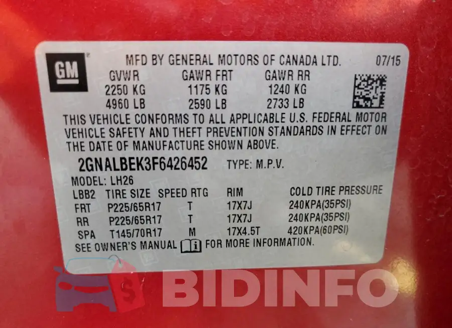 2GNALBEK3F6426452 Photo# 14
