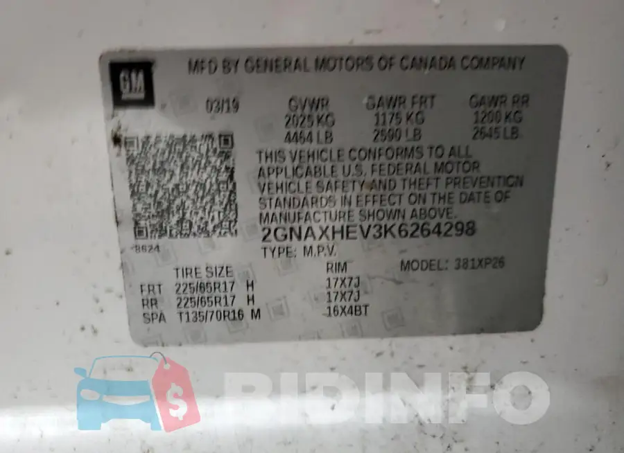 2GNAXHEV3K6264298 Photo# 13