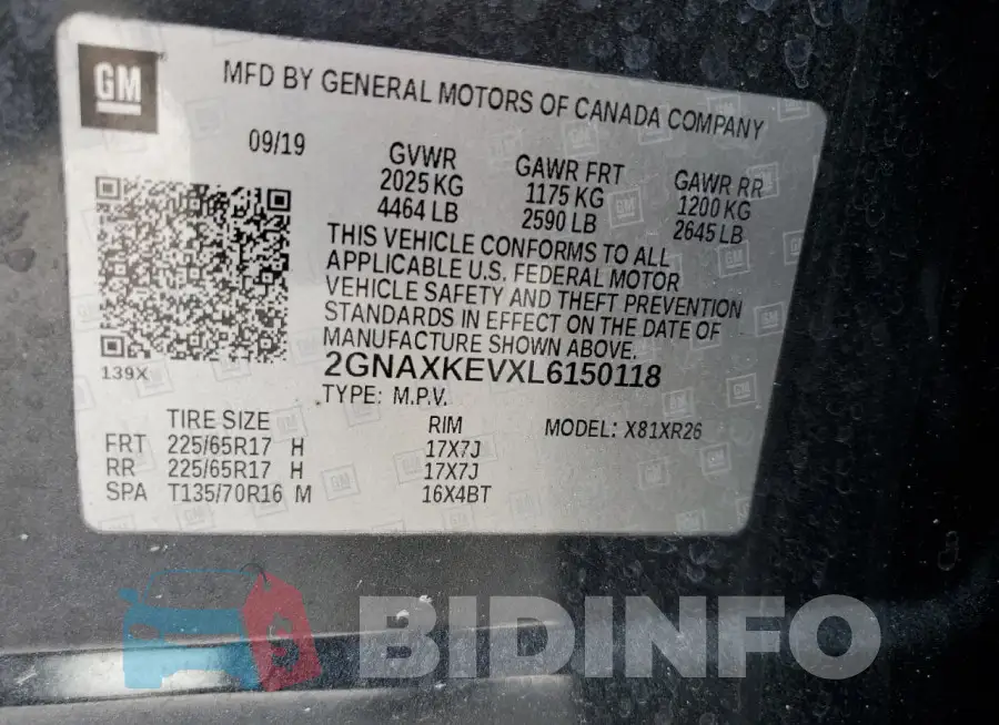 2GNAXKEVXL6150118 Photo# 14